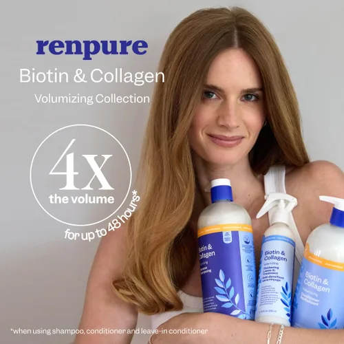 Miniatura 3 de RENPURE Tratamiento acondicionador sin enjuague con biotina y colágeno, para un aspecto más lleno y grueso que brilla, spray capilar con biotina