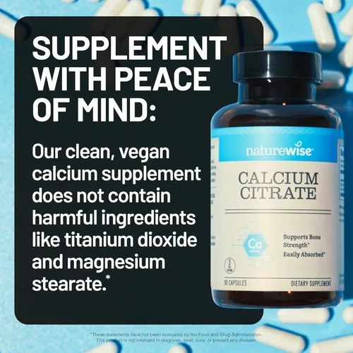 Miniatura 9 de NatureWise Cápsulas de citrato de calcio de 500 mg - Suplemento para la salud ósea - Fácil de digerir y absorber - Vegano, sin OMG, sin gluten - 90