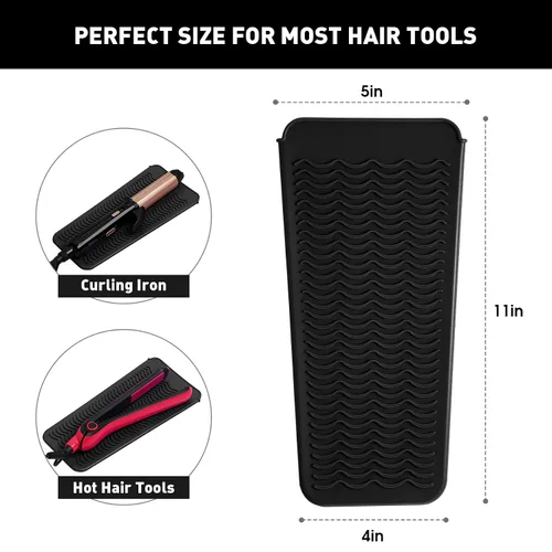 Miniatura 2 de ZAXOP - Funda de silicona resistente para plancha, rizador, herramientas calientes para el cabello (negro)