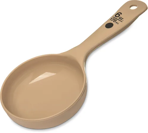 Carlisle FoodService Products Measure Miser - Cuchara medidora de plástico con mango corto, 6 onzas, color beige (paquete de 12)
