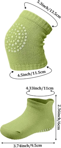 Miniatura 2 de 10 Pairs Baby Crawling Anti Slip Knee Pads and Anti Slip Baby Socks Set Unisex Toddler Knee Protectors Non Slip Ankle Socks