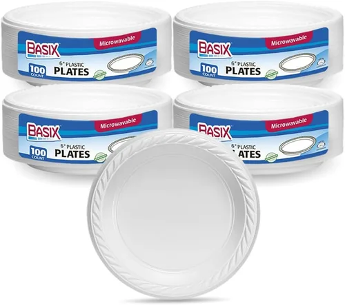 Miniatura 7 de Basix [100 unidades] Cuencos desechables de plástico blanco de 5 onzas para postre, aptos para microondas, ideales para la escuela, comida