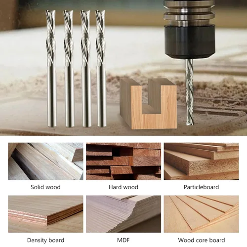 Miniatura 4 de Broca de corte descendente de 1/8 pulgadas, corte hacia abajo, espiral, fresadora CNC, fresadora de carburo de tungsteno, juego de 5