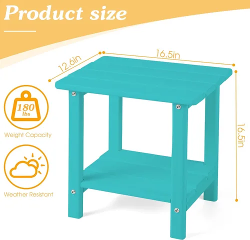 Miniatura 3 de Apolimi Mesa auxiliar de patio Adirondack, mesa auxiliar de patio resistente a la intemperie de 2 niveles, mesa auxiliar sólida de 16.5" para patio