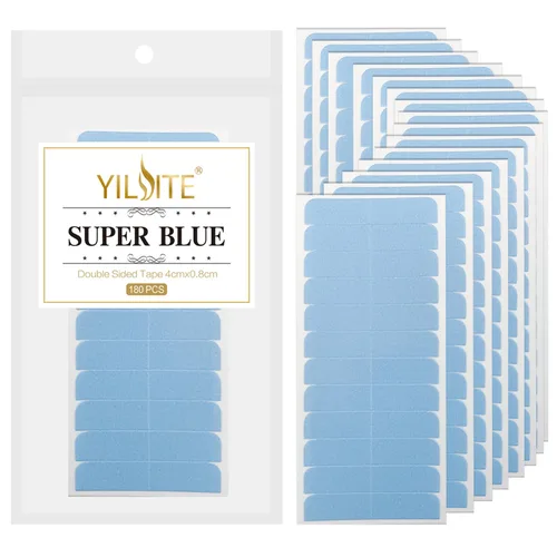 Miniatura 7 de YILITE 60 extensiones de cabello, cinta azul de repuesto de 1.6 x 0.3 in, adhesivo de doble cara para extensiones de cabello adhesivas