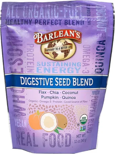 Miniatura 10 de Barlean's Mezcla Orgánica de Semillas de Lino, Chía y Coco con 2,330 mg de Ácidos Grasos Omega 3, Suplemento de Fibra con Semillas de Chía Enteras