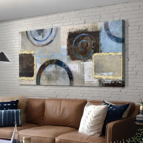Miniatura 11 de Acocifi Arte abstracto para pared, color beige, neutro, arte moderno para paredes, lienzo para sala de estar, imagen geométrica, pintura