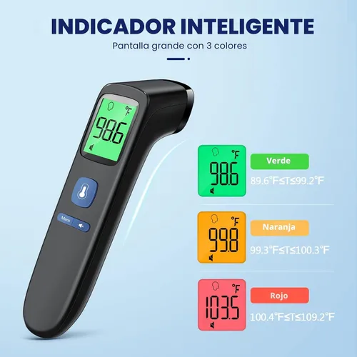 Miniatura 3 de Termómetro sin contacto para adultos y niños, termómetro digital para bebés con alarma de fiebre, resultado rápido en 1 segundo, fácil de usar, modo