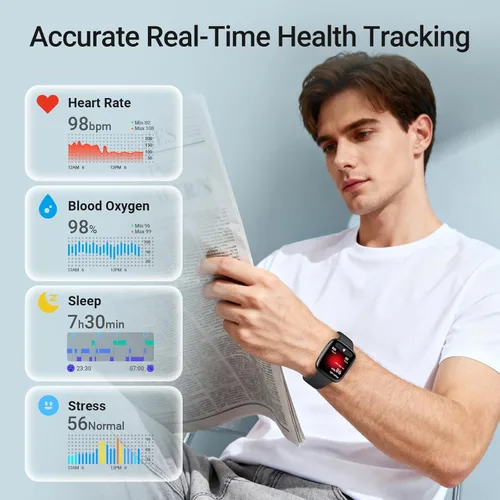 Miniatura 4 de Fitpolo Reloj inteligente, rastreador de fitness AMOLED de 1.85 pulgadas con llamada Bluetooth, monitor de frecuencia cardíaca/sueño/SPO₂, más