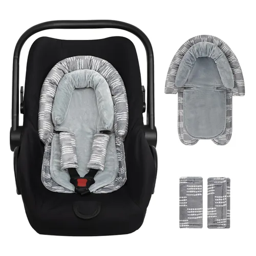 Inserto de asiento de automóvil para bebé, soporte para la cabeza y el cuerpo del asiento de automóvil con 2 almohadillas para correa, cojín ultra