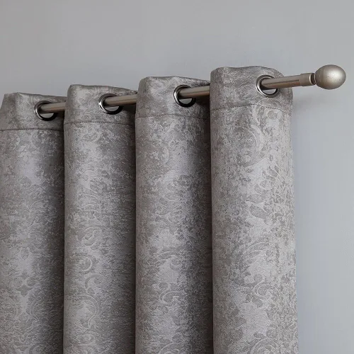 Miniatura 7 de Warm Home Designs 1 par (2 paneles) de cortinas opacas de carbón gris con patrón de flores de damasco texturizado en relieve. Cada panel de cortina