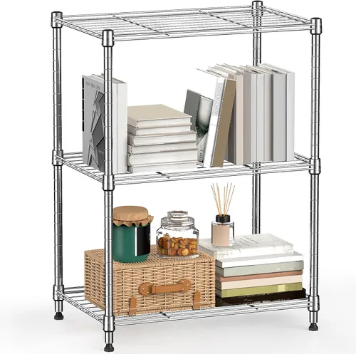 Miniatura 14 de M MZG Estantería de almacenamiento de 5 estantes, estantería de alambre de metal resistente, estantería de almacenamiento ajustable para garaje