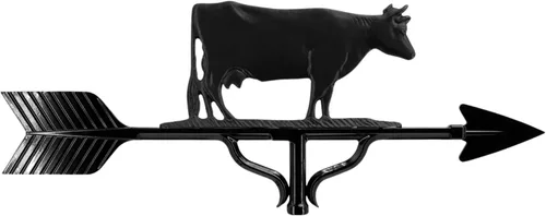 Miniatura 2 de Montague Metal Products Veleta de lujo de 32 pulgadas con adorno de vaca negra satinada, natural Negro