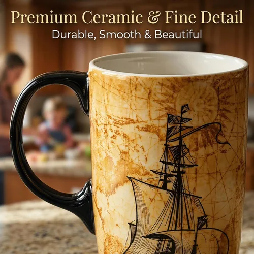 Miniatura 4 de Topadorn Taza de cerámica de 17 onzas con tapa y caja de regalo, diseño vintage de Hollywood, diseño de palomitas de maíz, taza de café con temática