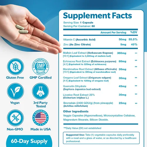 Miniatura 5 de Extracto de hoja de gordolobo para desintoxicación y limpieza pulmonar – Limpieza pulmonar natural para fumadores – Suplemento de salud pulmonar 9