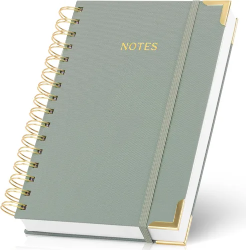 Miniatura 10 de Cuaderno en Espiral Grueso con Portada de Lino Moderno para Mujeres en Formato B5 - Cuaderno de Notas Rayado para la Universidad con 300 Páginas