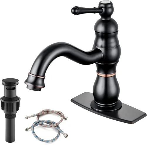Miniatura 15 de gotonovo Grifo de lavabo de baño de 1 agujero con mango único, grifo de tocador de lavabo con caño giratorio de 360°, grifo mezclador de lavabo