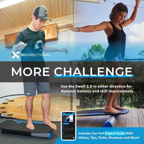 Miniatura 4 de Revbalance Swell 2.0 - Entrenador de tabla de equilibrio para surf y remo Medianoche - Negro
