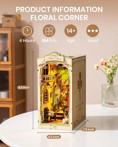Miniatura 4 de Rolife Kits de rincón de libros para adultos, kit de rincón de libros en miniatura para decoración de habitación del hogar, rompecabezas de madera
