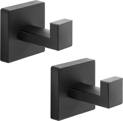 Miniatura 9 de Ganchos para Toallas de Acero Inoxidable Resistente, Ganchos Cuadrados para Bata Montados en la Pared para Baño, Cocina, Dormitorio, Hotel Cromado