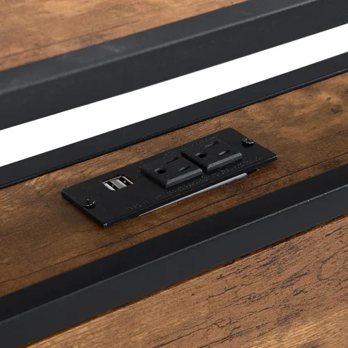 Miniatura 3 de Marco de cama de plataforma de metal resistente de 14 pulgadas con cabecero y estribo de madera, plataforma de metal, gran almacenamiento debajo