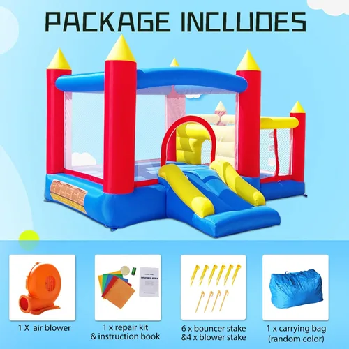 Miniatura 7 de Baralir Casa inflable de rebote con sala de pelotas para niños de 3 a 6 años, casa de rebote interior con tobogán, castillo de salto inflable