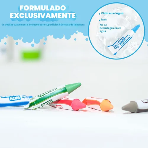 Miniatura 5 de Tub Works® Smooth™ - Crayones de baño de juguete de baño, paquete de 12 Crayones de baño no tóxicos y lavables para niños pequeños y niños