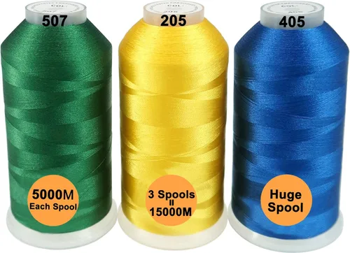 New brothreads - 40 opciones - Varios paquetes de colores surtidos de hilo de poliéster para máquina de bordar, carrete grande de 5000M para todas 3
