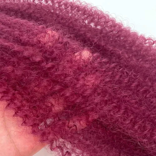 Miniatura 6 de Cabello afro trenzado elástico de 24 pulgadas, cabello Marley para rastas sintéticas, cabello trenzado estilo Marley Twist color rojo burdeos