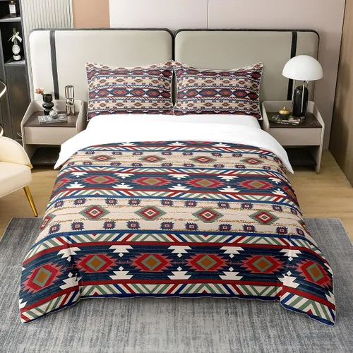 Miniatura 15 de Funda de edredón 100% algodón estilo bohemio del suroeste – Funda de edredón étnica tribal flecha – Juego de decoración de dormitorio completo