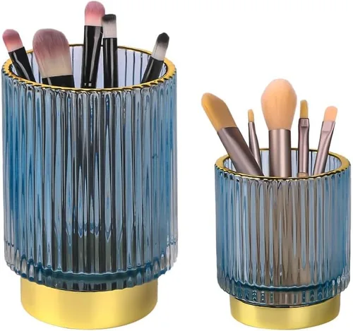 Miniatura 11 de Soporte para brochas de maquillaje de vidrio, soportes dorados para cepillos de dientes, lindo soporte para tazas de brochas de maquillaje