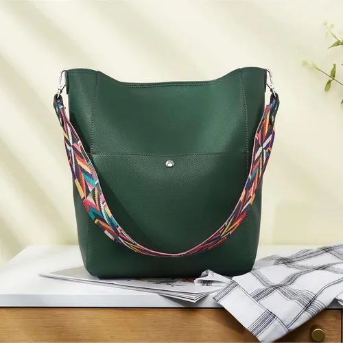 Miniatura 6 de BROMEN Bolsa Hobo para mujer, diseñada con cuero vegano, de hombro, bandolera