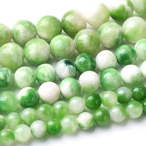 Miniatura 61 de Cuentas Redondas Sueltas de Gemas Naturales, Cuentas de Piedra Energética de Cristal para Hacer Joyas 15" (Jade Hielo, 10MM)