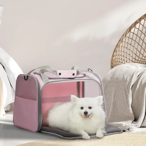 Miniatura 6 de PETSFIT Transportador de gatos grandes, transportador para perros pequeños de menos de 25 libras, transportador suave para mascotas, jaula para Rosa