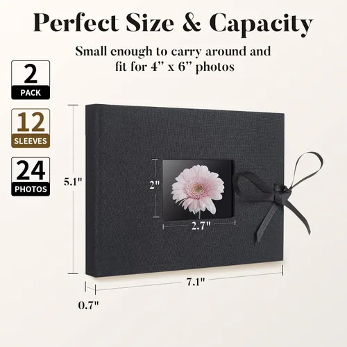 Miniatura 2 de Paquete de 2 álbumes de fotos pequeños de 4 x 6 pulgadas, cada álbum de fotos Fabmaker contiene 24 fotos horizontales, libro de fotos con cubierta