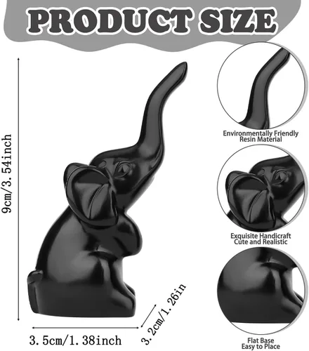 Miniatura 2 de DUQGUHO Mini elefante negro regalos para mujer, estilo moderno, estatua de animal pequeño, 2 piezas de decoración de elefante para estantes