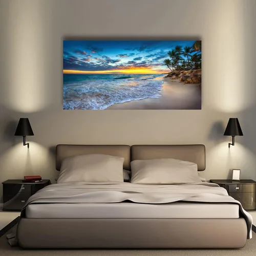 Miniatura 4 de Cuadros en Lienzo de Puesta de Sol en la Playa Arte de Pared para Sala de Estar Dormitorio Decoración de Pared, Impresiones de Arte de Pared