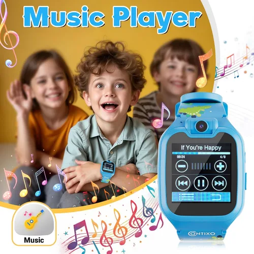 Miniatura 6 de Contixo KW01 - Relojes inteligentes para niños, color azul, pantalla táctil HD de 1.54 pulgadas, juguete educativo con juegos, cámara, grabadora