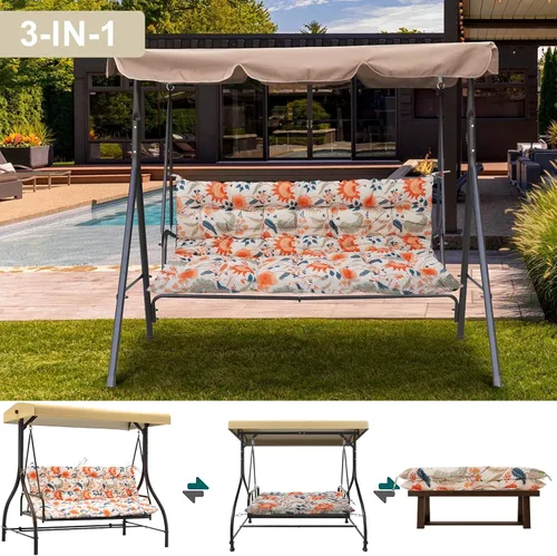Miniatura 6 de Cojín de columpio para porche de tres asientos, cojines impermeables de repuesto con respaldo, muebles de jardín al aire libre, patio, cojines