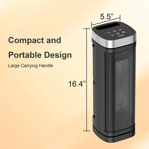 Miniatura 6 de Calentador de espacio portátil, calentadores eléctricos de 1500 W con control remoto, calentador de cerámica de calentamiento rápido PTC