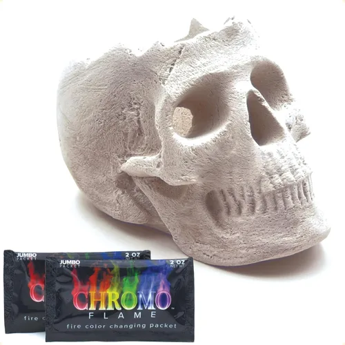 Miniatura 13 de OSKER 3CT Mini Hoguera Calavera con Paquetes de Cambio de Color de Fuego Tronco Cerámico Ignífugo para Hoguera, Fogata, Chimenea, Hoguera