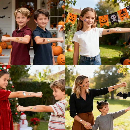 Miniatura 6 de 167 tatuajes de Halloween para niños, tatuajes temporales que brillan en la oscuridad, tatuajes temporales impermeables y luminosos, calcomanías