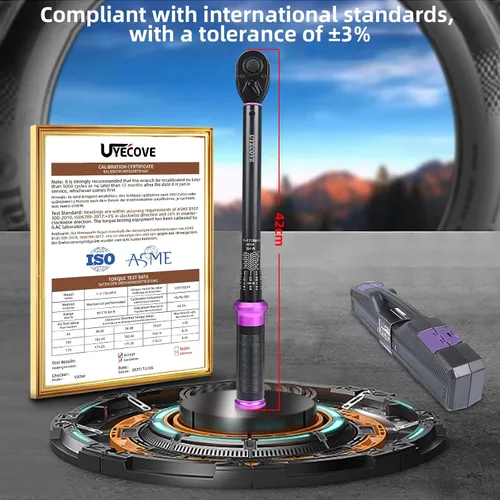 Miniatura 3 de Llave dinamométrica de clic de 1/2 pulgada 10-170 FT-LB/13.6-230.5N.M, precisión de ±3%, llave dinamométrica profesional de clic de doble dirección
