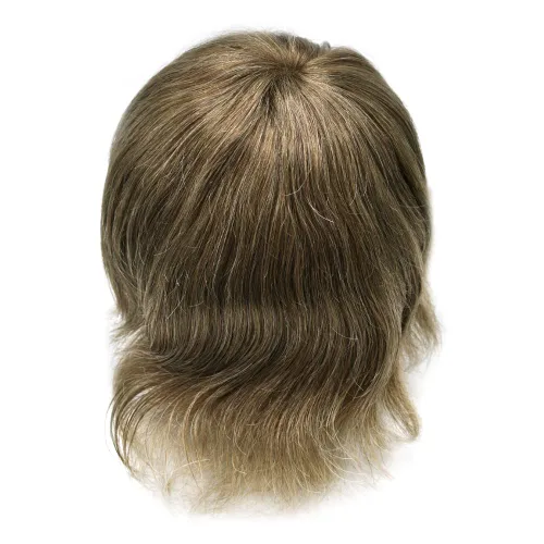 Miniatura 11 de Tupé para hombres 100% europeos unidades de cabello humano francés sistema de cabello de encaje con nudos blanqueados, línea capilar natural para #5
