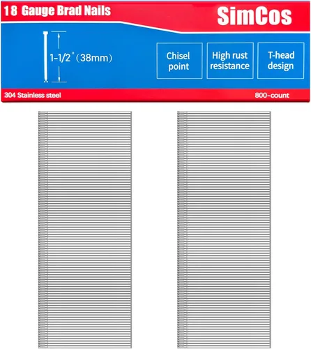 Miniatura 14 de Clavos Brad de Acero Inoxidable 304 Calibre 18 (1-1/4", 1", 3/4", 5/8 pulgadas) 2000 piezas Clavos 18 GA para Pistola de Clavos Surtidos y Clavos