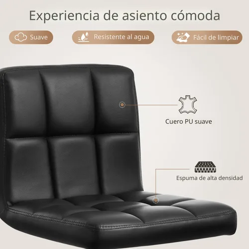 Miniatura 6 de BestOffice Juego de 2 taburetes de bar ajustables de piel sintética, taburetes de mostrador modernos con respaldo y reposapiés, taburetes de bar