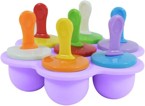 Molde de silicona para paletas de hielo de 7 cavidades con palitos de colores, para hacer paletas para paletas y helados, contenedor de