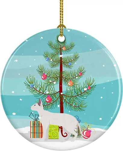 Miniatura 215 de Caroline's Treasures Adorno de cerámica con texto en inglés "Merry Christmas" para colgar en el árbol de Navidad, decoración para el hogar, Navidad
