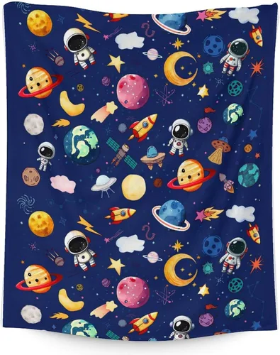 Regalos de planeta – 30 x 40 pulgadas Lindas mantas amantes de los planetas para niños – Manta suave y mullida azul para regazo y oficina
