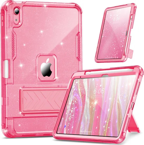 Miniatura 11 de INFILAND Funda para iPad A16 de 11 pulgadas 11ª generación, Funda para iPad 10ª generación de 10.9 pulgadas con purpurina semitransparente, a prueba